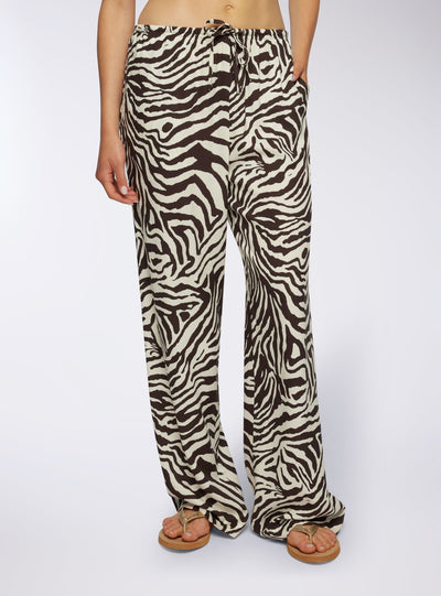 Pantaloni wide leg zebrati in viscosa