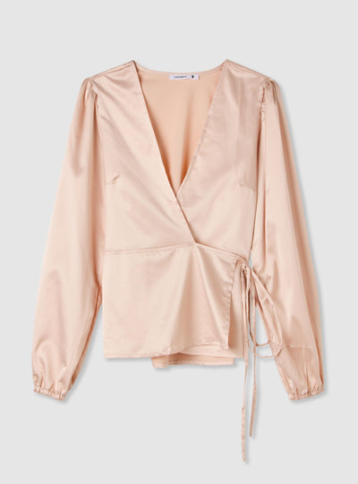 Blusa in satin con scollo a V
