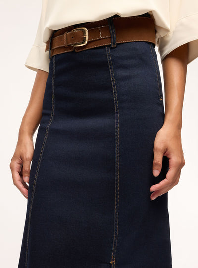 Gonna lunga a portafoglio in denim