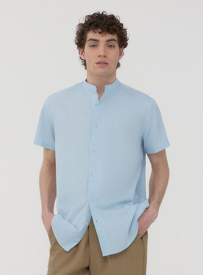 Camicia coreana in misto lino
