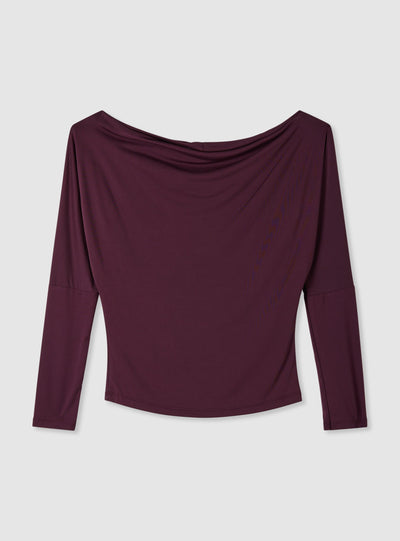 T-shirt con scollo barca e maniche lunghe