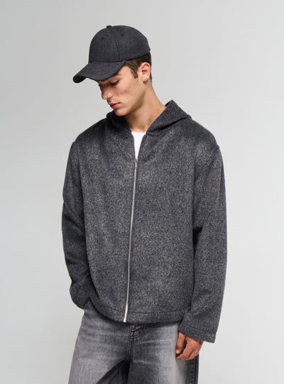 Maglia boxy con cappuccio e zip