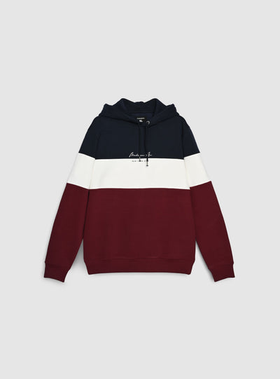 Felpa con cappuccio block color con scritta