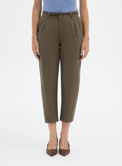 Pantaloni balloon a tinta unita con pinces