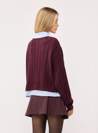 Maglia con trecce e collo camicia