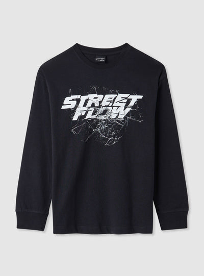 T-shirt manica lunga con stampa effetto vetro rotto
