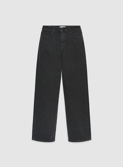 Jeans wide leg con strass