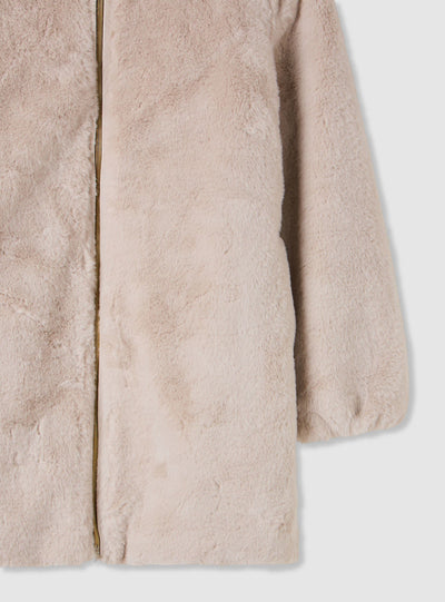 Pelliccia sintetica con cappuccio e zip
