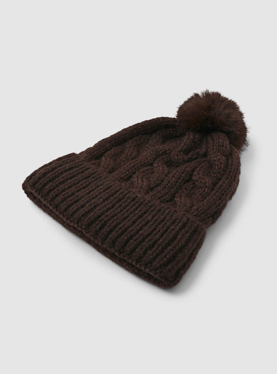 Berretto a trecce con pompon effetto luccicante