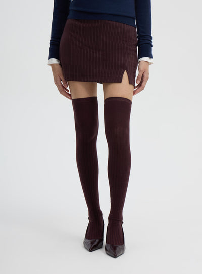 Skort mini gessato con spacco