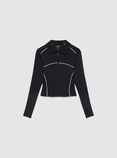 Felpa sportiva con zip e profili a contrasto