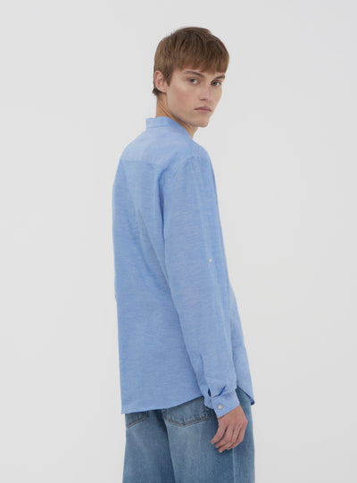 Camicia coreana melange in misto lino