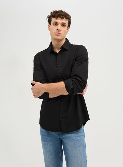Camicia a maniche lunghe tinta unita