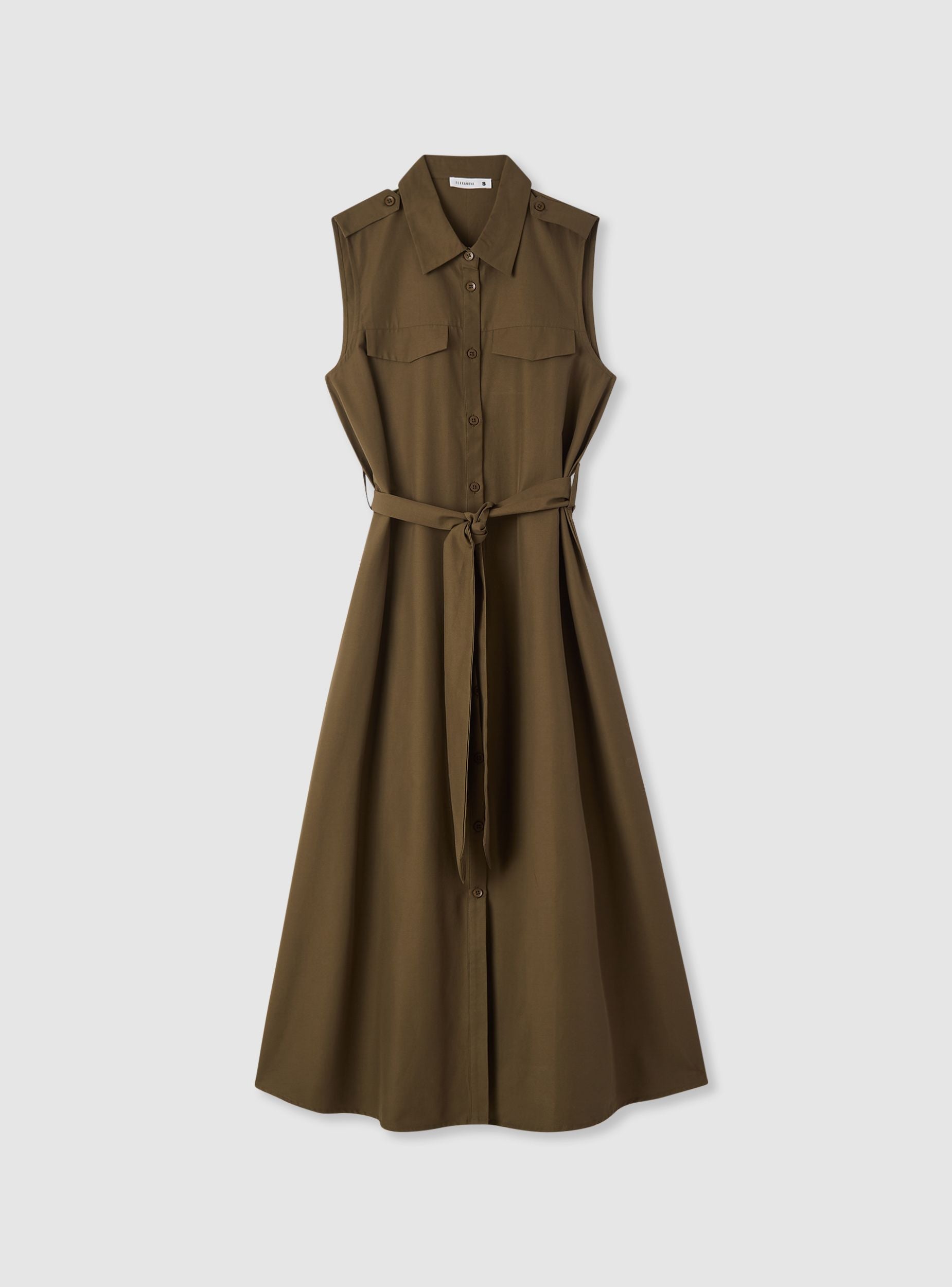 Sleeveless shirt dress with belt - Terranova Sleeveless shirt dress with belt - Terranova
