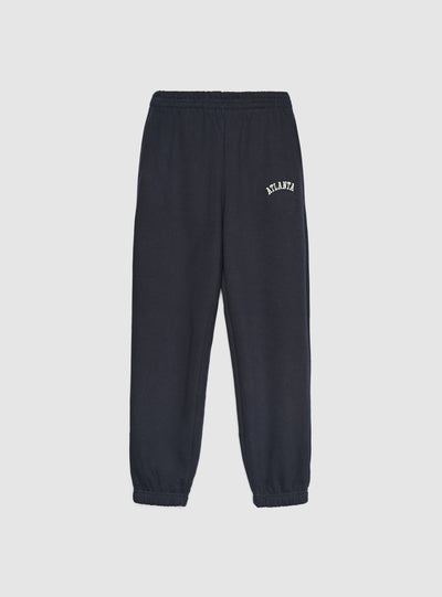 Pantaloni tuta vita alta con scritta college