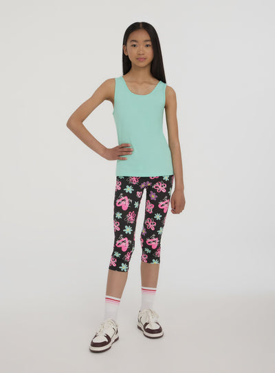 Three-quarter leggings with flowers