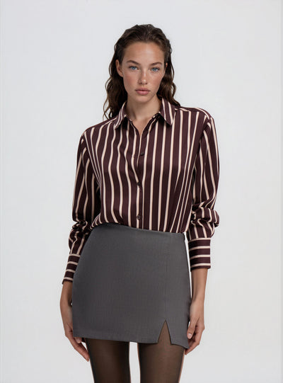 Camicia ampia a righe in satin