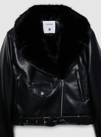Giacca biker con collo morbido
