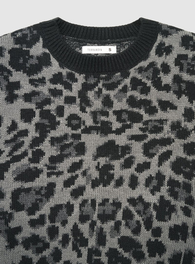 Maglia ampia animalier con maniche ballon