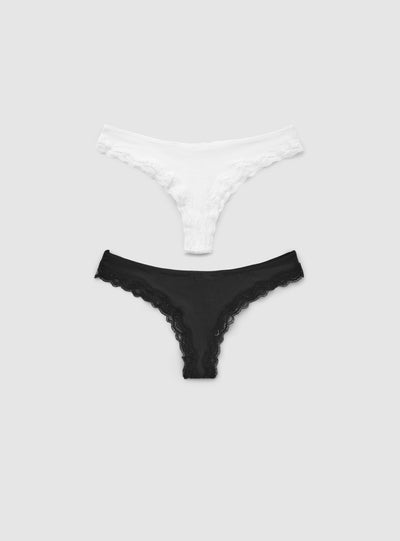 Pack 2 slip brasiliana con bordo in pizzo