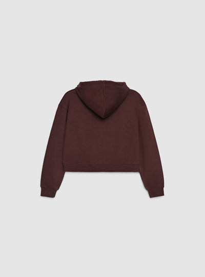Felpa crop con cappuccio e stampa college