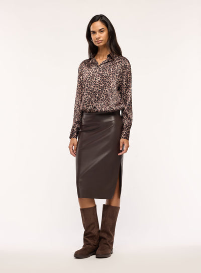Camicia ampia in satin con stampa animalier
