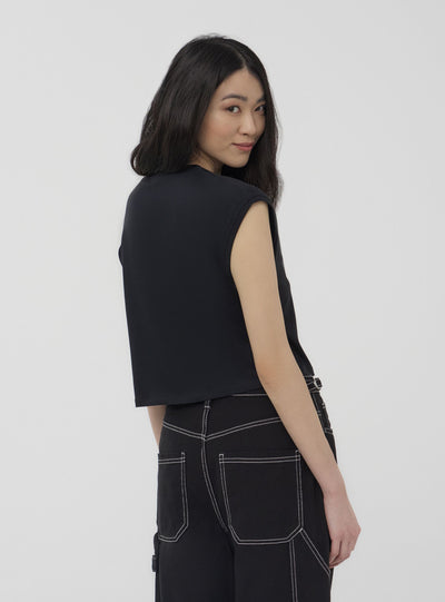 Crop T-shirt with cap sleeves