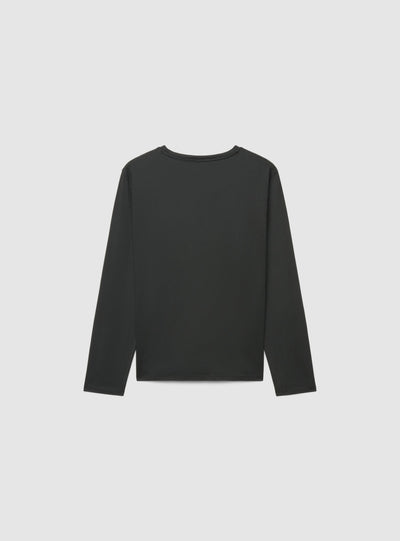 T-shirt manica lunga girocollo a tinta unita