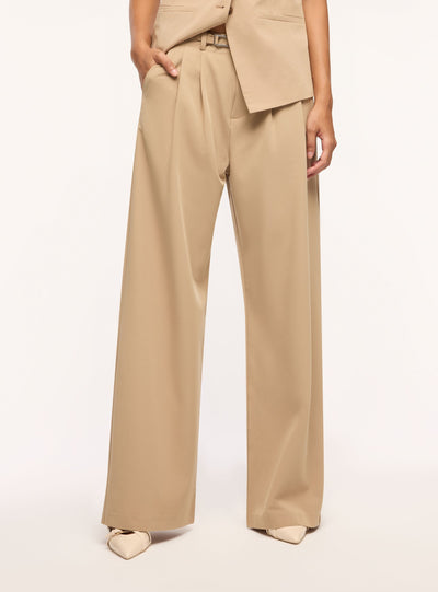 Pantaloni wide leg con coulisse e fibbia
