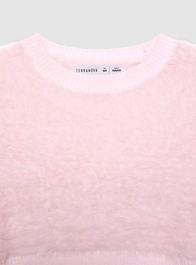 Maglia crop effetto pelo a tinta unita