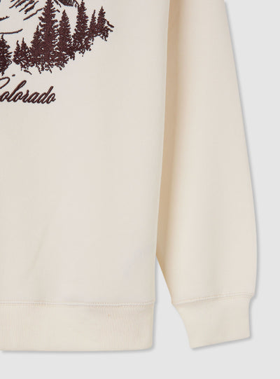Felpa senza cappuccio con mezza zip e stampa montagna