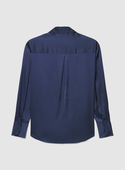 Camicia ampia in satin a tinta unita