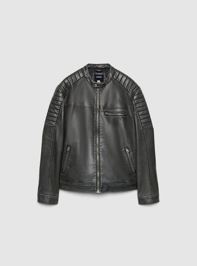 Giacca biker con collo coreano e zip