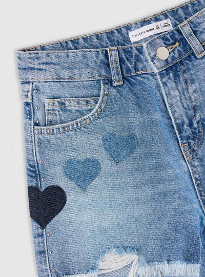 Pantalone Jeans Corto Applicazioni