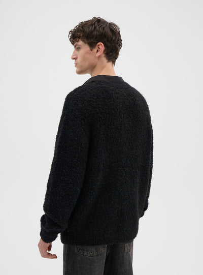 Cardigan maxi bouclé a tinta unita