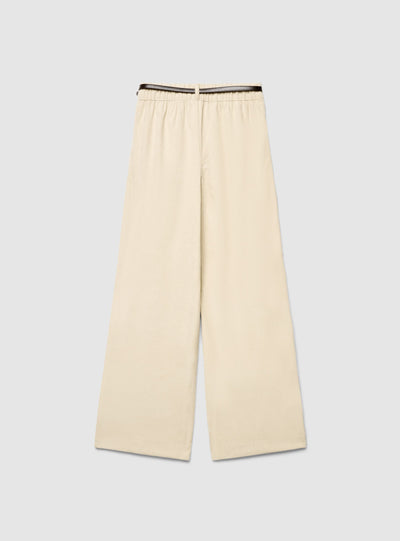 Pantaloni wide leg in velluto con cintura