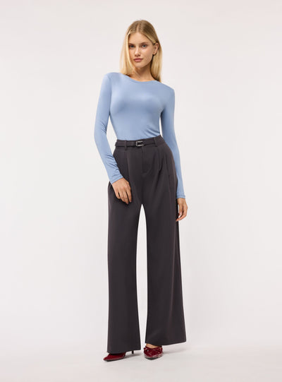 Pantaloni wide leg con coulisse e fibbia