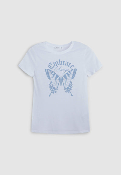 Camiseta slim fit con estampado de mariposa