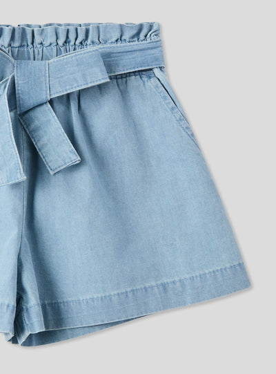Shorts chambray chiari con fusciacca