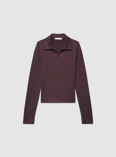 T-shirt a maniche lunghe con colletto polo
