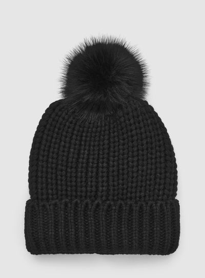 Cappellino beanie con pon pon a tinta unita