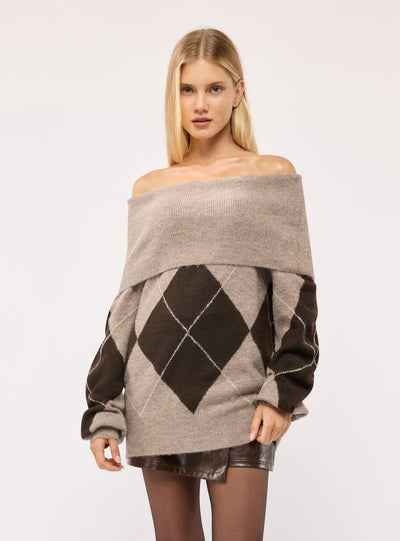 Maglia spalle scoperte a rombi