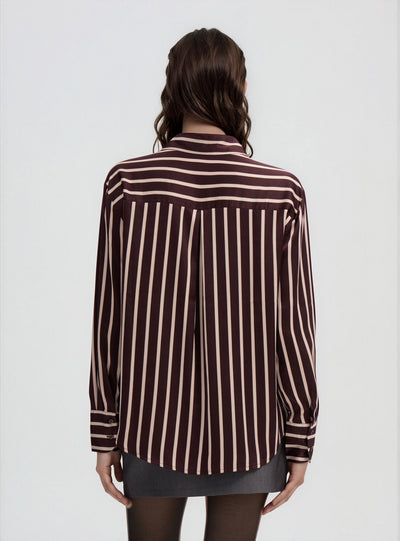 Camicia ampia a righe in satin