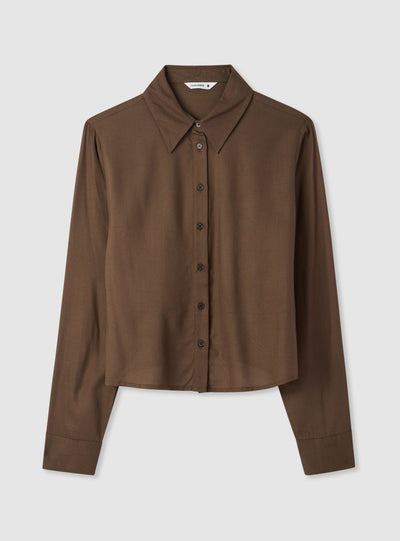 Camicia crop a tinta unita