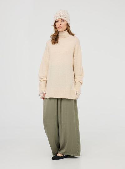 Pantaloni palazzo coulisse in effetto raso