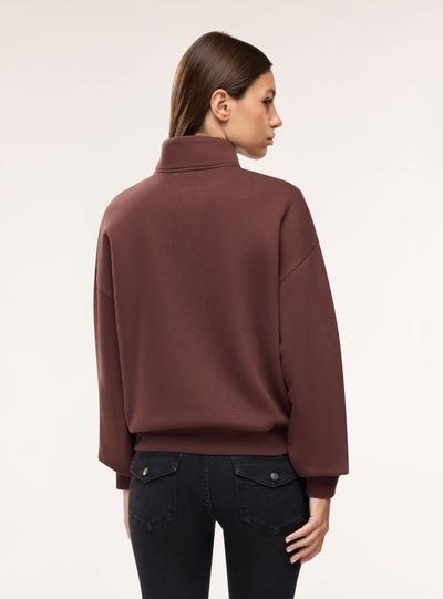 Felpa con mezza zip e ricamo college
