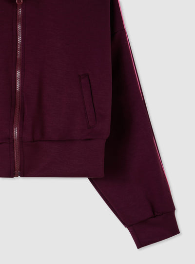 Felpa crop da bambina con zip e piping