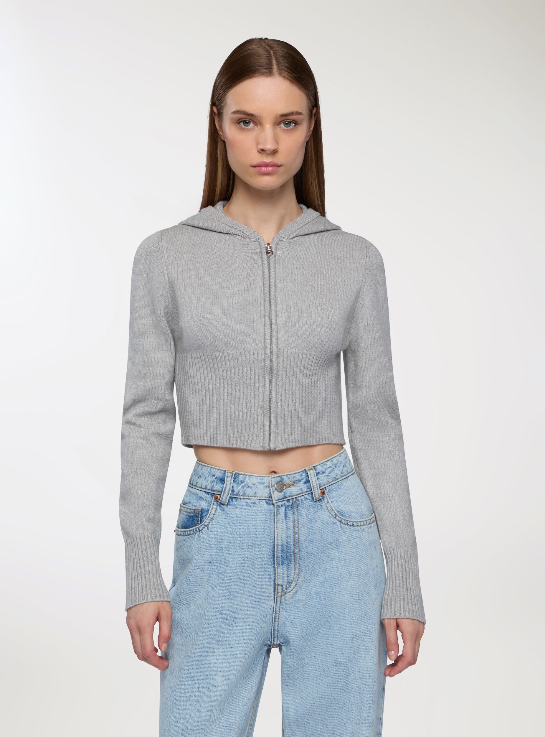 Cropped top with zip and hood - Terranova