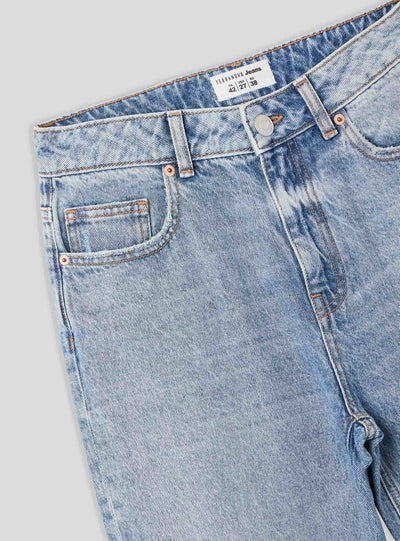 Jeans wide leg con strappi acid wash