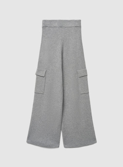 Pantaloni wide leg cargo in maglia